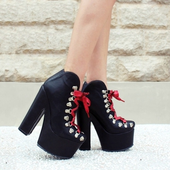 Charlotte Russe Shoes - Charlotte Russe platform boots with hot pink laces